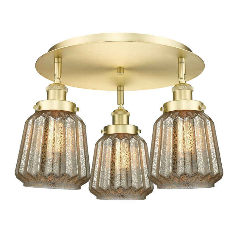 Bayron Glass Flush Mount, Mercury, Satin Gold