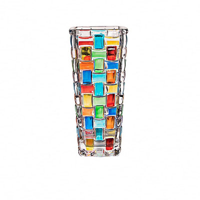 Glass Vase, Crystal Flower Vase, Plant Vase for Floral Arrangements, Centerpieces, Weddings, Housewarming, Centerpiece Home Decor, (Colorful)