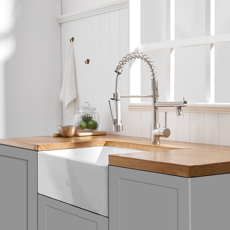 Brushed Nickel High Arc Pull-Down Kitchen Faucet with Dual Spray