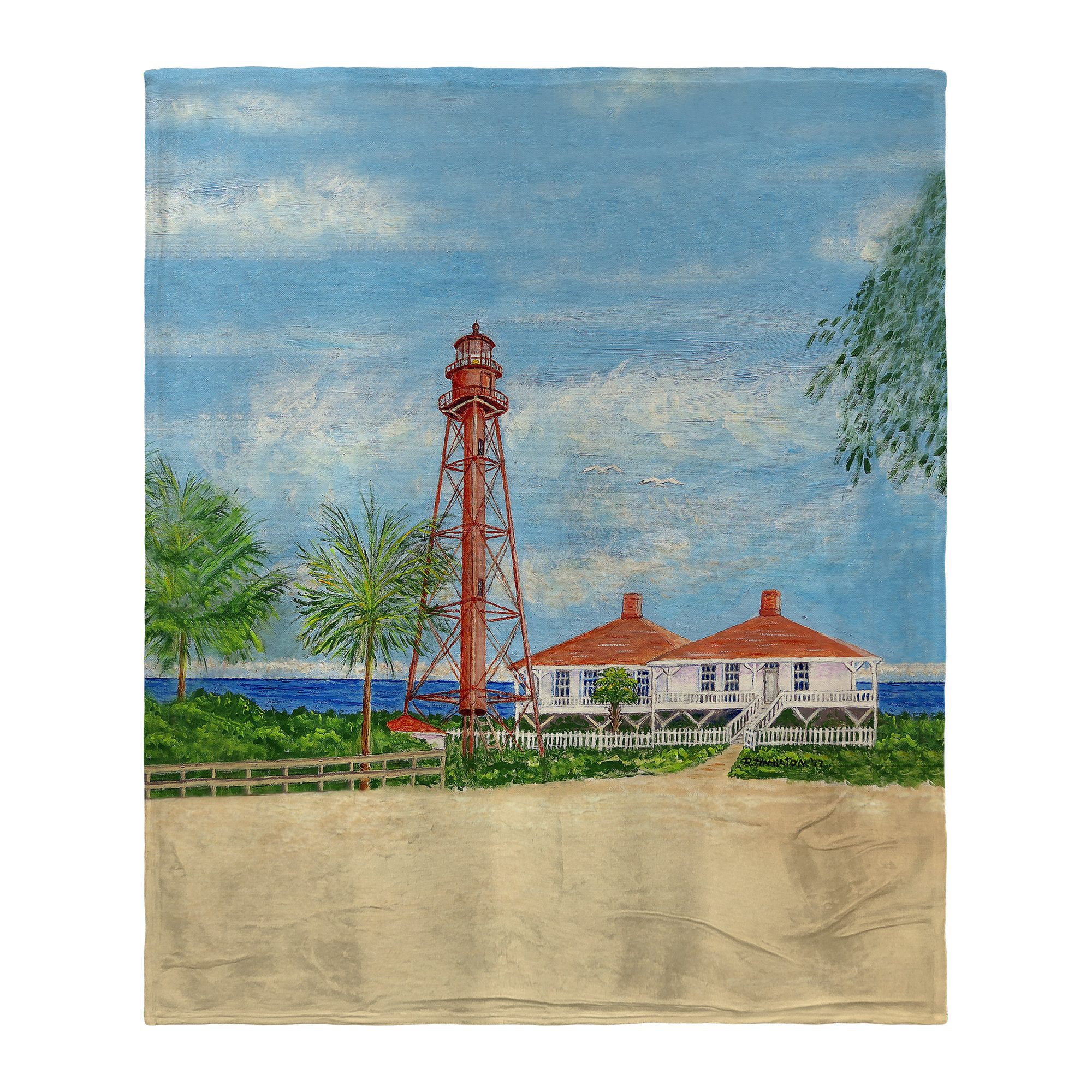 Betsy Drake Interiors Sanibel Lighthouse, FL Silk-Touch Throw | Wayfair