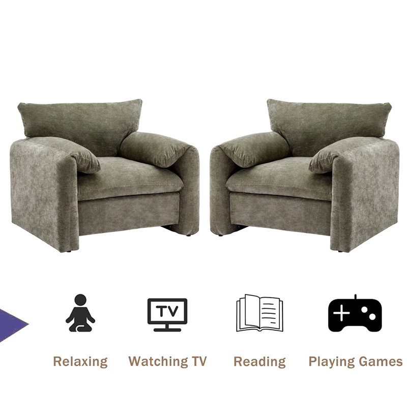 Modern Style Chenille Oversized Armchair Accent Chair Single Sofa Lounge Chair 37.6'' W for Living Room