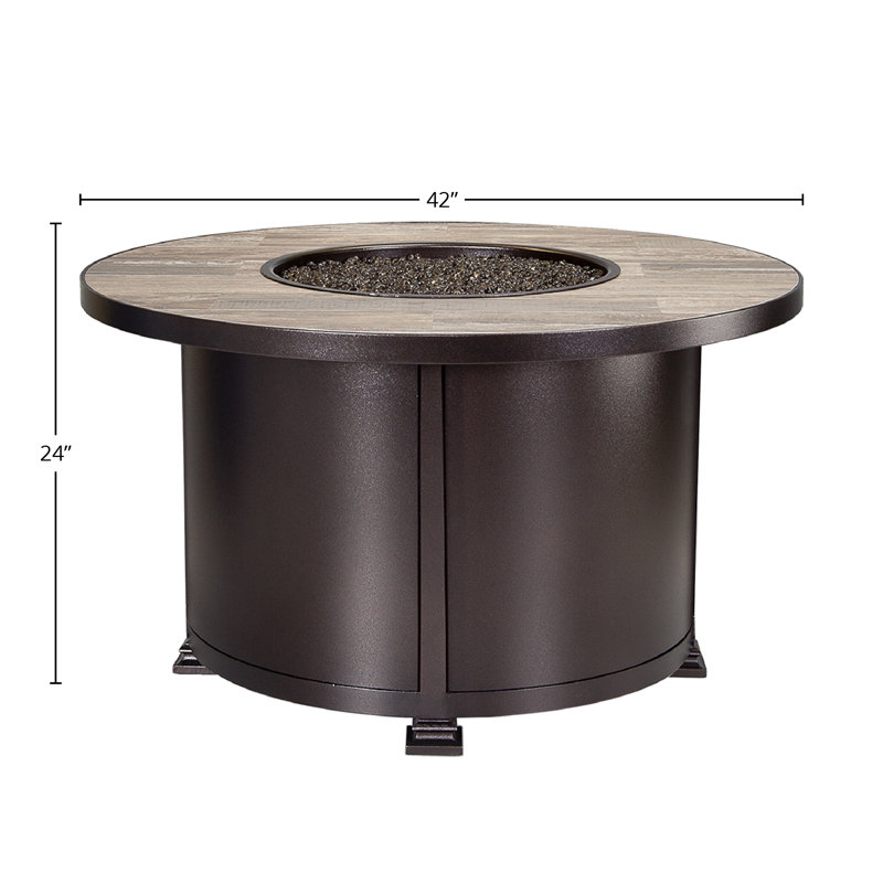 Santorini Iron Outdoor Fire Pit Table, Canyon Taupe, Graphite, 24" H x 42" W x 42" D