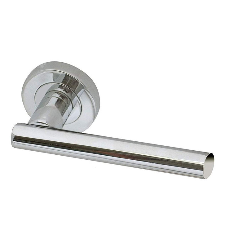 Golden Grace T-Bar Bathroom Toilet Loo Door Handles Set on Rose in Polished Chrome Finish with Hinges