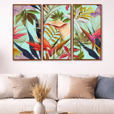 " Tropical VIntage Flowers II " 3 - Pieces