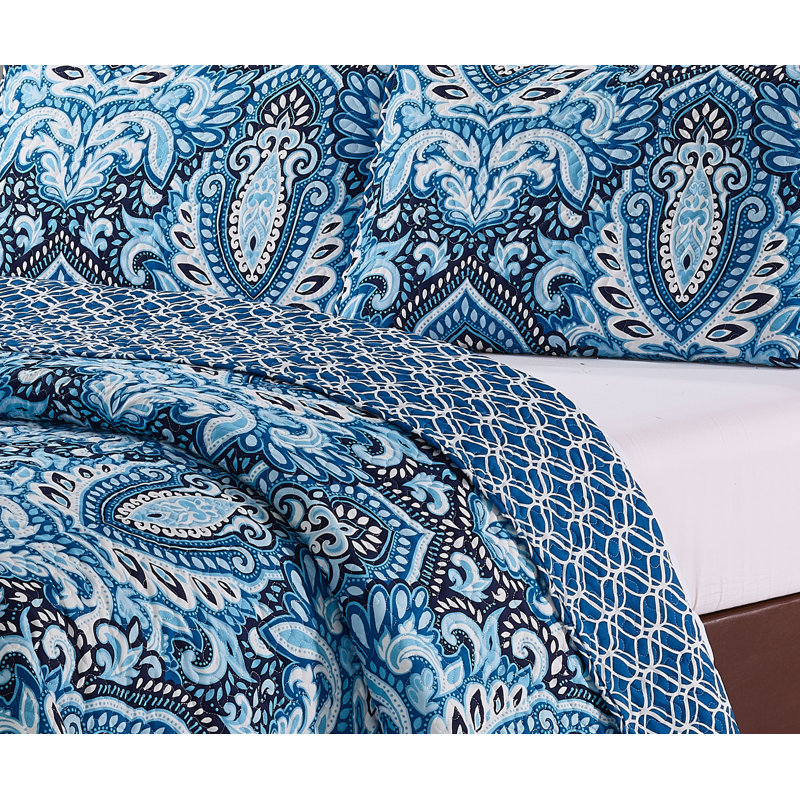 Ryne Polyester Paisley Quilt, Twin Quilt + 3 Additional Pieces