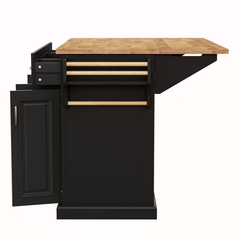 54Inch Large Kitchen Island With Rubber Wood Drop Leaf, Embossed Texture Rolling Kitchen Cart On 4 Wheels With 4 Doors And 3 Drawers, Kitchen Island With Storage For Kitchen, Dining Room