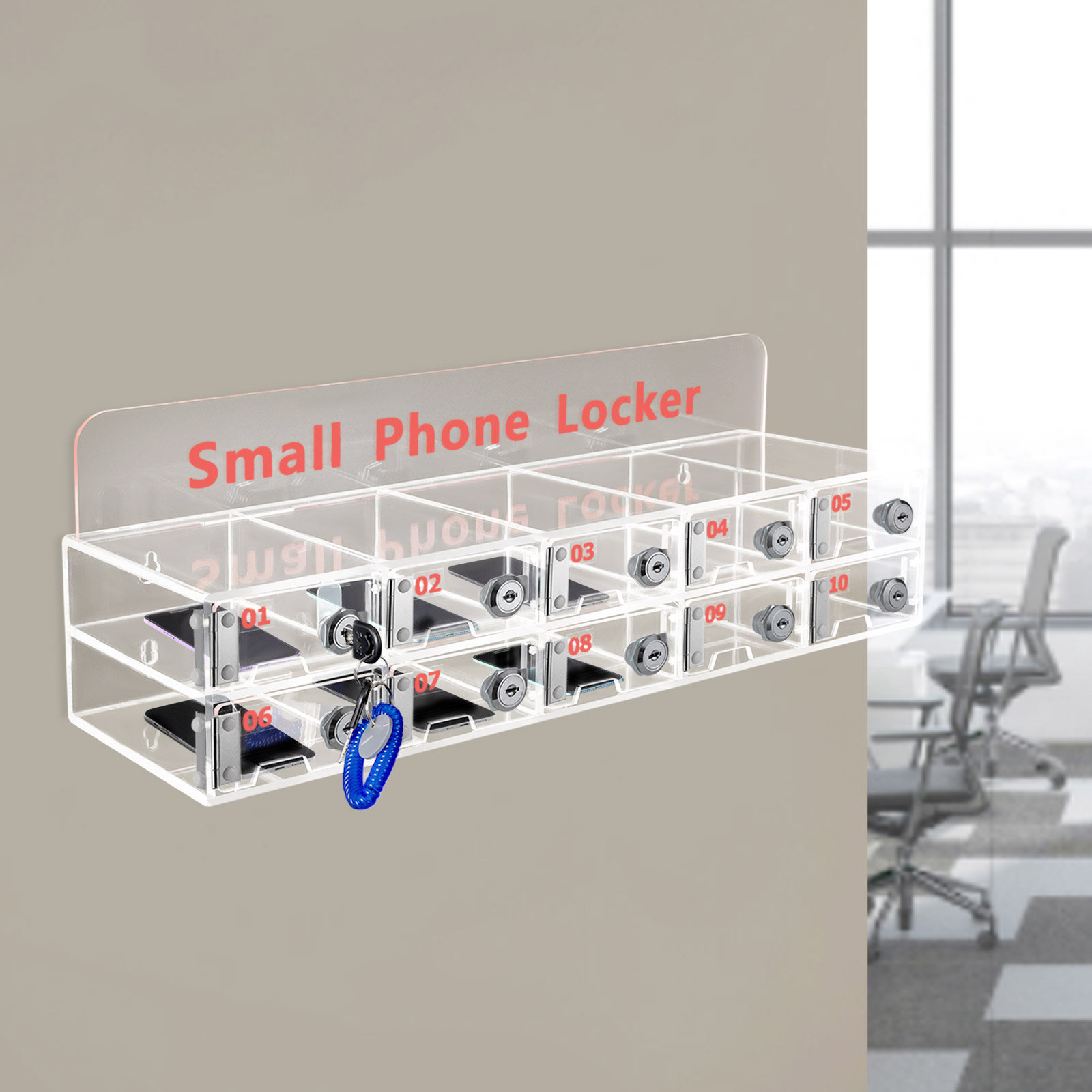 Phone Box With Lock Lomana 10 Slots Acrylic Cell Phone Lock Box With Door | Wayfair