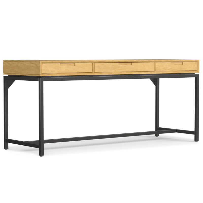 Bureau d'écriture en bois massif avec plateau pour clavier Lars, H 31,50 po x l 72 po x P 24 po, Chêne / noir