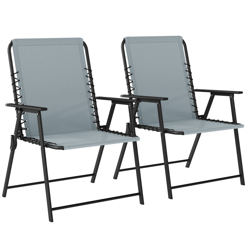 Outsunny Folding Garden Chairs Set of 4 Outdoor High Back, 2, Grey