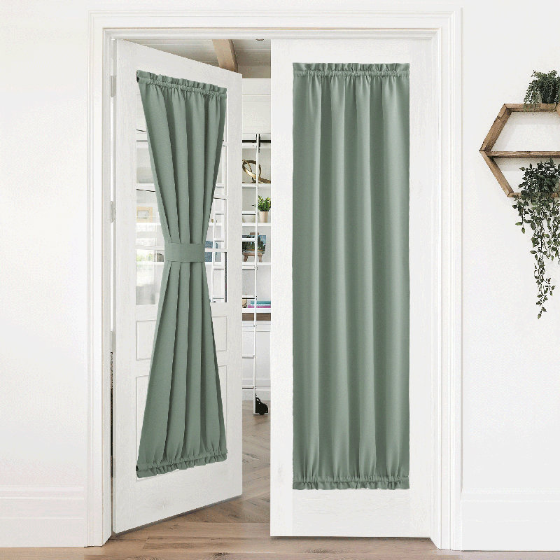 Blackout Curtain for French Door, Rod Pocket Thermal Insulated Drapes Privacy Window Panel for Living Room/Doorways/Classroom, 1 Panel