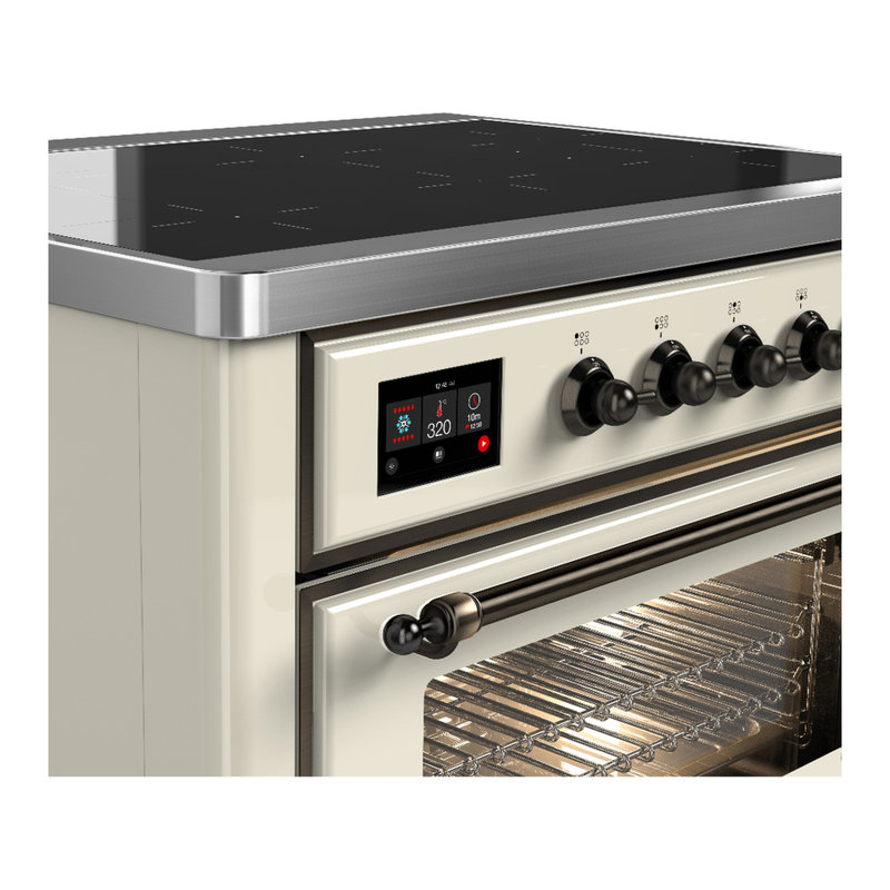 Majestic III Series 36 Inch Induction Range with 6 Induction Elements in Matte Graphite (Chrome Trim), Antique White