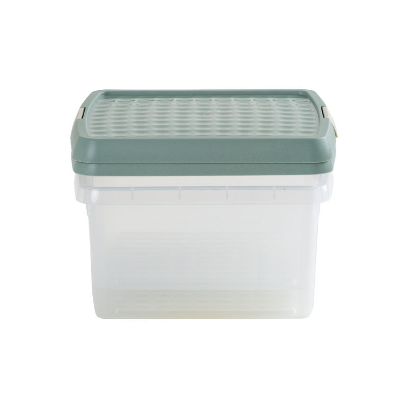 Wham Clip Square Plastic Storage Boxes with Secure Clip Lock Lids Clear/Stone/Slate Grey, Green, 9 Liters