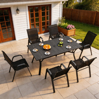 6-Piece Outdoor Teslin Fabric Patio Dining Chairs, 350LB Capacity, Waterproof & Rust-Resistant