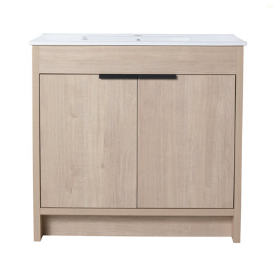 Meuble-lavabo autoportant 36 po et 2 portes d'armoire à fermeture en douceur ((KD-PACKING), seulement avec cabine