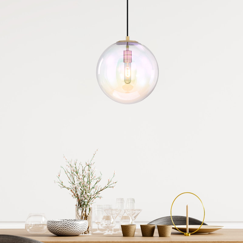 Luminaire suspendu 1 lumière Ricura, Or brossé, Rose, 12,5 po x 12 po x 12 po