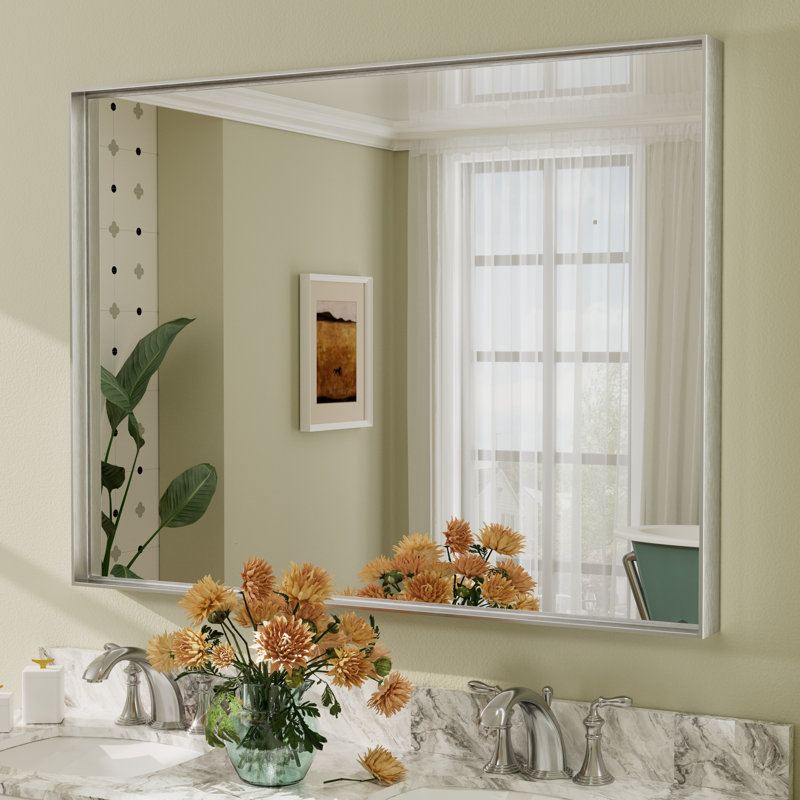 Miroir mural Aevar, 48 po x 36 po, Argent brossé