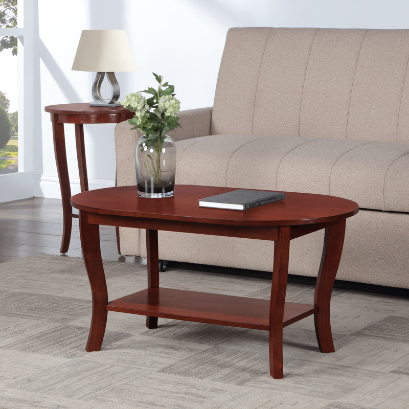 Table basse ovale 36 "avec tablette Carbin, Acajou