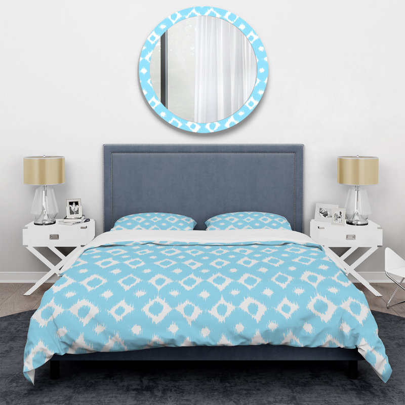 Motif floral bleu - ensemble de housse de couette abstrait - microfibre de polyester