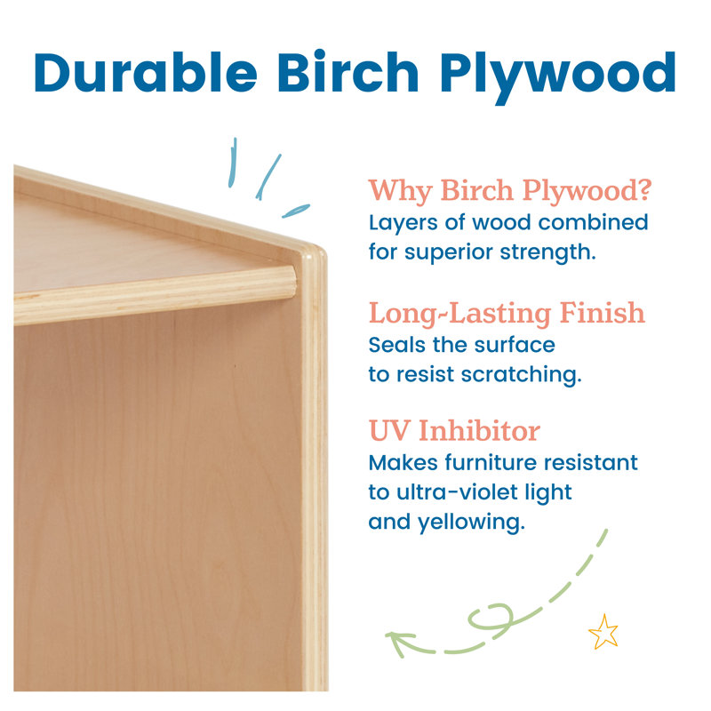 Natural Birch Wood 6-Cube Kids Storage Cabinet