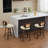 (Set Of 3)26" W Swivel Sturdy Wood Frame With Thick Upholstered And Pu Leather Bar Stools, With Rattan Lowback And Footstool Barstools-114239799