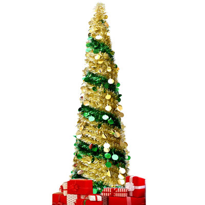 59'' H Slender Silver Colorful Tinsel Flocked/Frosted Christmas Tree