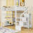 Full Loft Bed With Storage Stair, Wardrobe, L‑Shaped Desk, Shelves, LED Lights And Charging Station-252107389