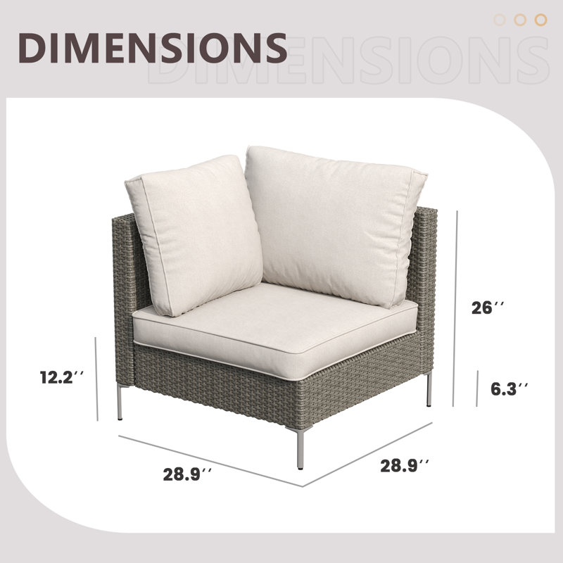 Causeuse d'extérieur en aluminium avec coussins de patio en osier, Gris