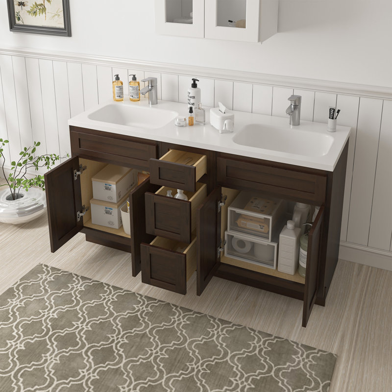 Base de meuble-lavabo double 60 po seulement, Brun