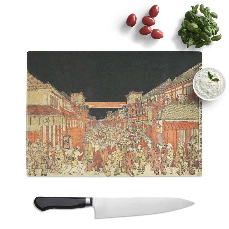Tempered Glass Festival by Utagawa Toyoharu Chopping Board, 39 cm x 28.5 cm
