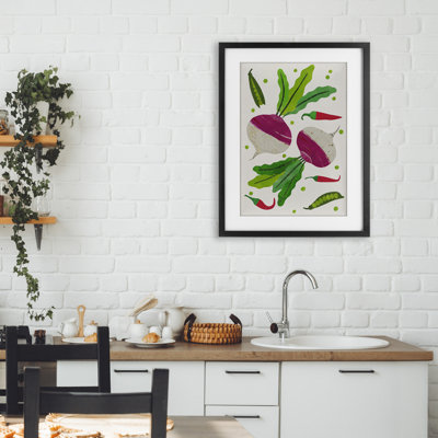 Garden Vegetable Parsnips Framed Print Under Glass, design by Aribombari