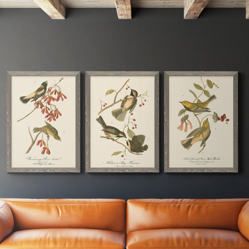 Oiseau de riz Wandering, reproduction d'art sur toile, H 37,5 po x l 82,5 po x P 1,5 po, Gris
