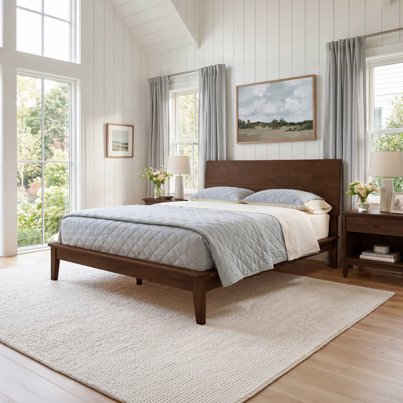Structure de lit Capricorn Mid-Century, Queen, Dark Walnut
