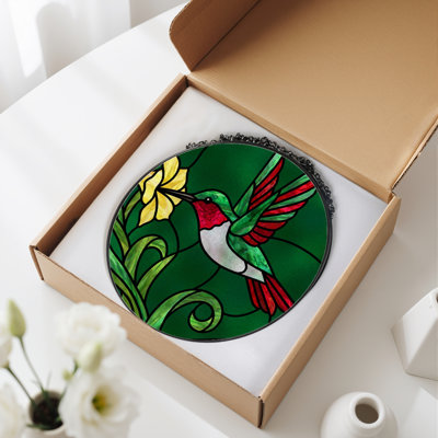 Panneau de vitrail 12 "Hummingbird Flower