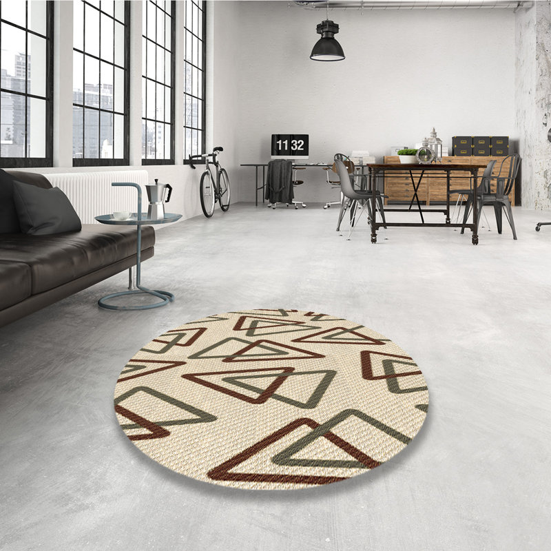 Tapis 100% à motifs lavables à la machine 2989 WSH-PAT974-BRN, Rond 8 pi