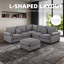 Ensemble de canapé modulaire 4 pièces avec coin en coin et repose-pieds, tissu en velours côtelé en forme de L-1690960915