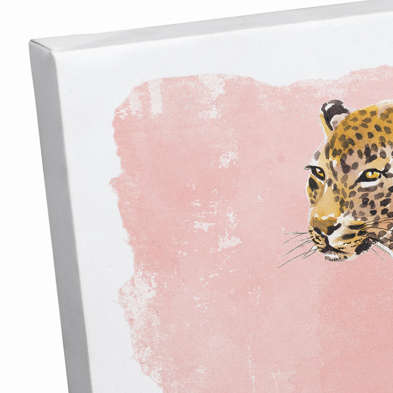 «Watercolor Leopard on Two Tone Blush», reproduction d'art sur toile, H 14 po x l 11 po x P 1,25 po