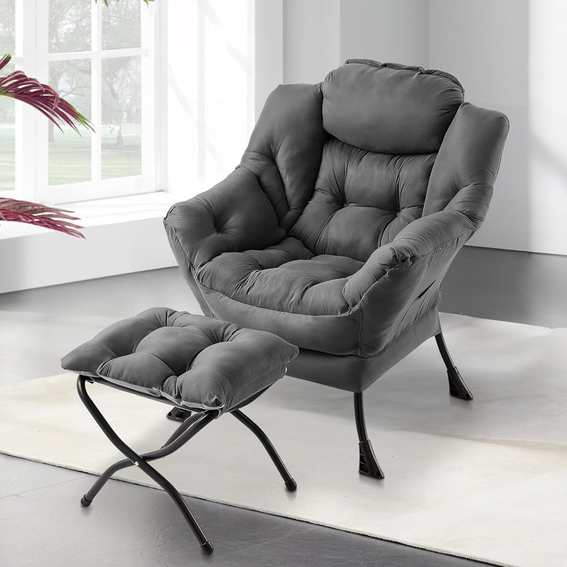 Lazy 84.8Cm Wide Tufted Armchair and Ottoman