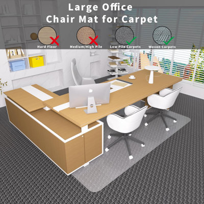 Office Chair Mat for Carpeted Floor, 63"x51" Clear Desk Mat for Carpet Large Protector Floor Mat