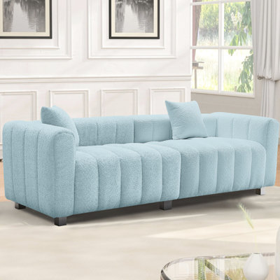 Canapé 83,46 po à 3 places en velours, canapé rembourré avec pieds et coussins en métal pour la vie à la maison, adaptations modulaires variées, soutien ergonomique relaxant, esthétique moderne, espace