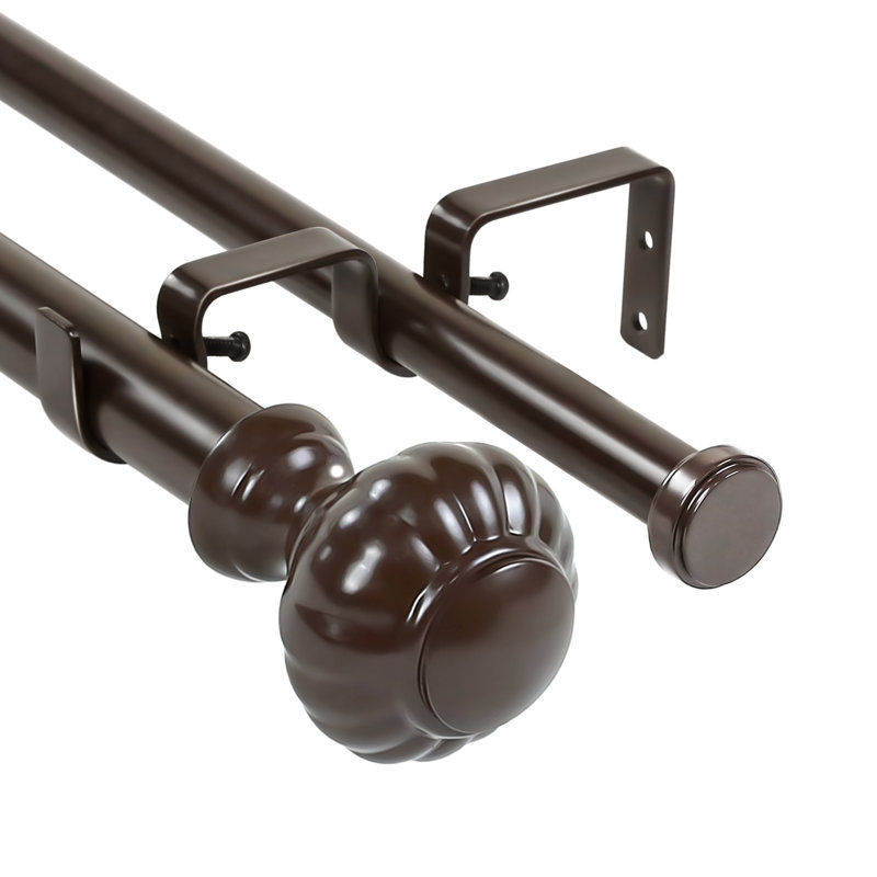 Tringle à rideaux double réglable, H 1 po x l 84 po x P 1 po, Bronze