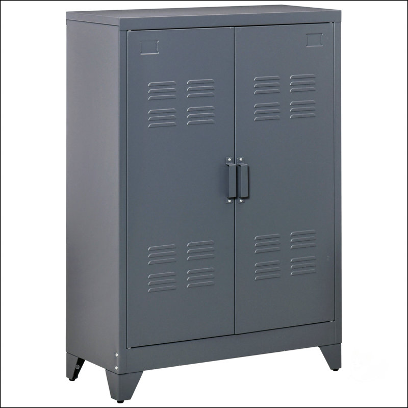Armoire de rangement industrielle en acier HOMcom avec tablettes réglables et sécurité anti-basculement, parfaite pour le garage ou le bureau