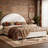 Bensu Luxury Curve-Shaped Headboard Bed Frame, Elegant Boucle Upholstered Platform Bed with Modern Design-756328090-756670532