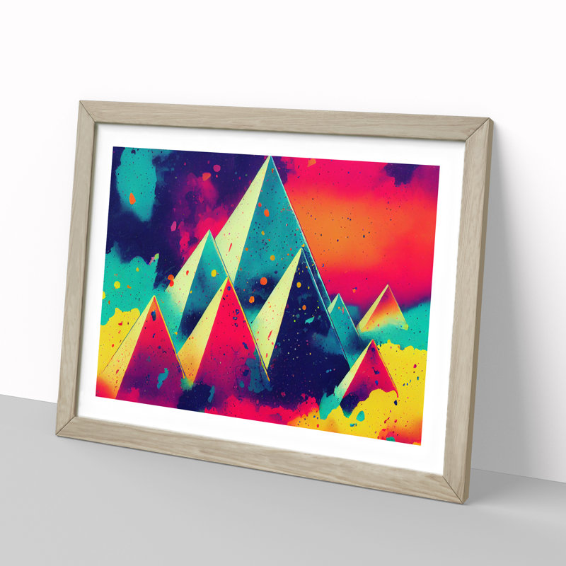 Splashed Pyramids Abstract - Framed Print, Oak Framed, 46cm H x 64cm W x 2cm D