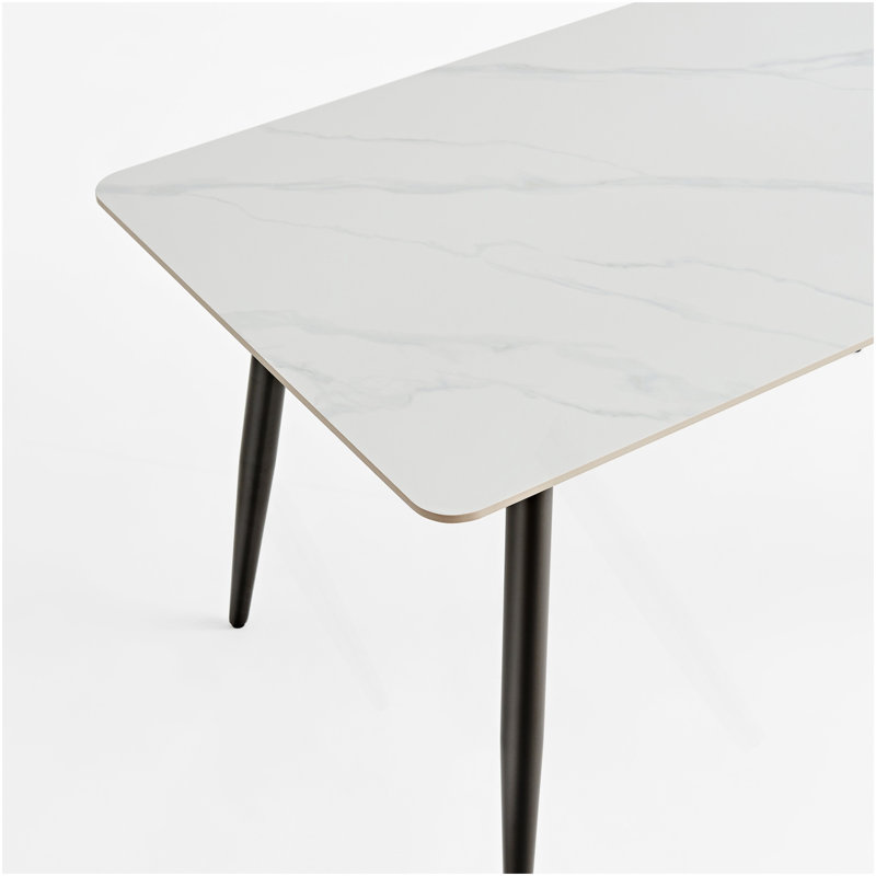 Grande table de salle à manger moderne en pierre avec base métallique solide, H 29,52 po x L 62,99 po x l 33,46 po