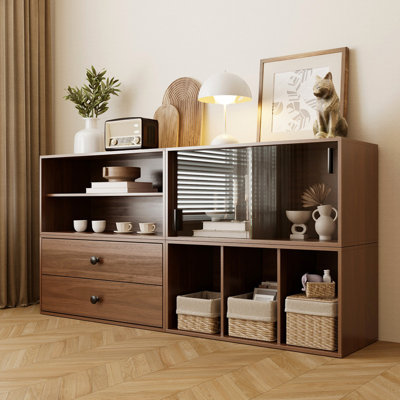 Modular Storage Cabinet, Stackable & Expandable Pantry Cabinet, Multifunctional Sideboard Table for Living Room, Dining Room and Office, Coffee Table by Ebern Designs