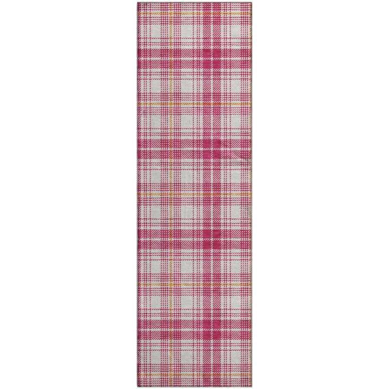 Premium Machine Washable Natoma AMF993 Plaid Rug, Runner 2'3" x 7'6"
