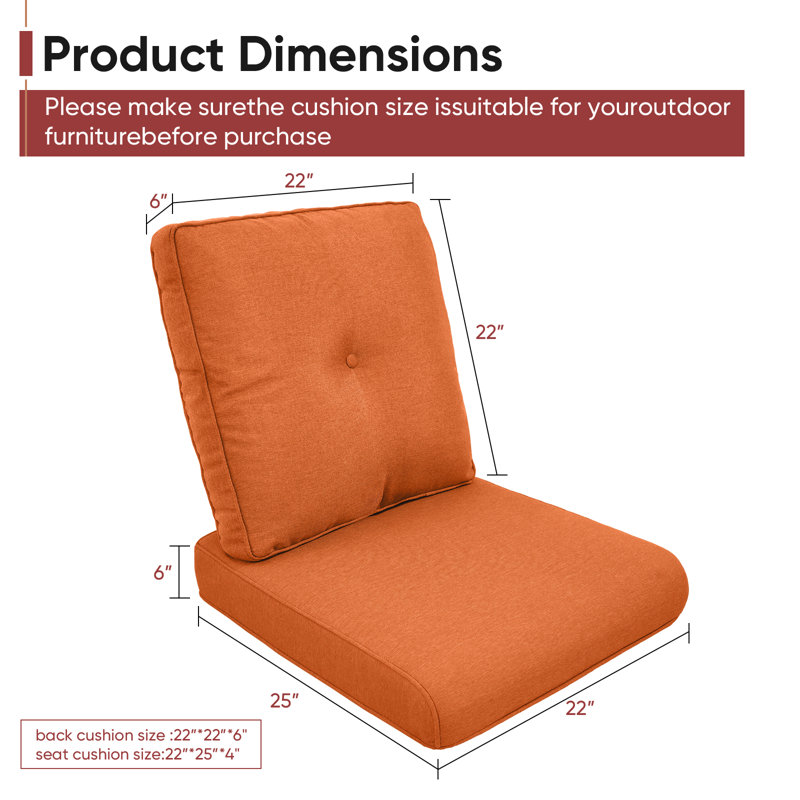 Coussin de siège / dossier d'extérieur Schutt, Orange, 1 coussin de siège / dossier