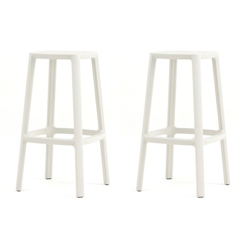 Cadrea Barstool - White (Set Of 2), Bar Stool (30" Seat Height), Light Brown