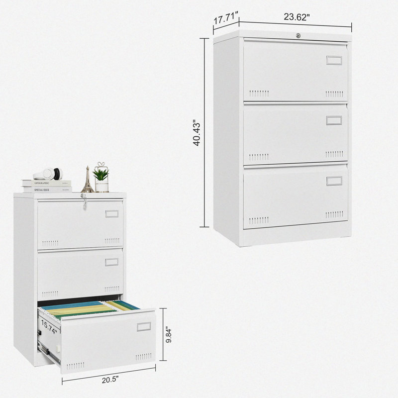 Cadell 23.61'' Wide 3 -Drawer File Cabinet, White