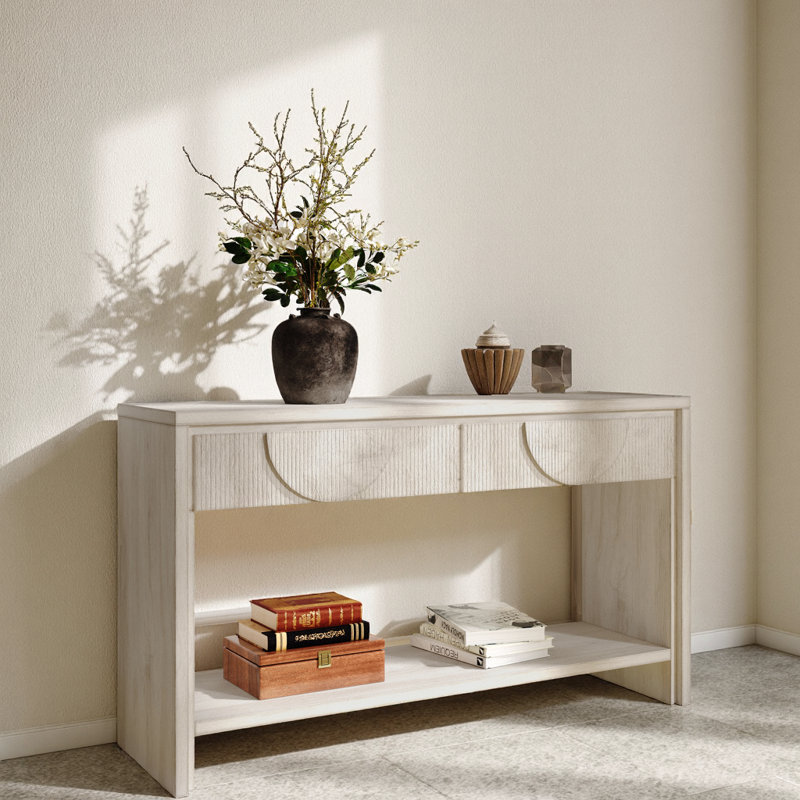 Console Elegant Farmhouse White, Blanc